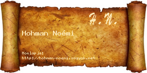 Hohman Noémi névjegykártya