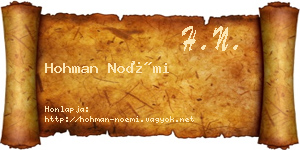 Hohman Noémi névjegykártya